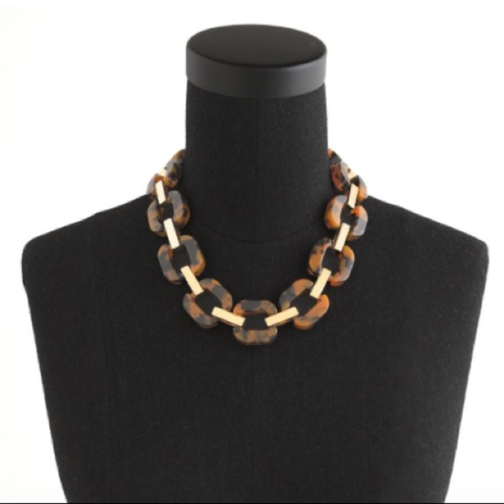 J.Crew tortoise and brass link necklace